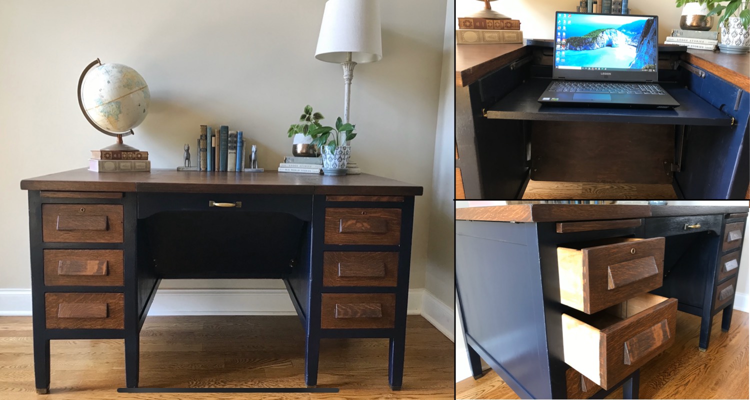 PAINTED FURNITURE MAKEOVER | VINTAGE TYPEWRITER DESK